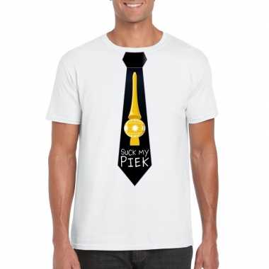 Fout kerst t shirt wit suck my piek stropdas voor heren