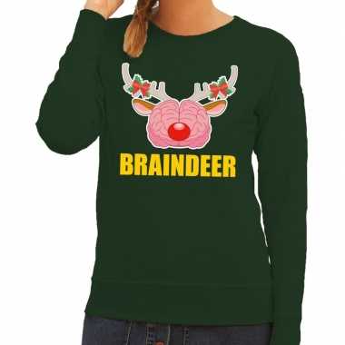 Foute kerstkersttrui braindeer groen voor dames