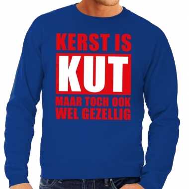 Foute kerstkersttrui kerst is kut maar toch gezellig blauw voor heren