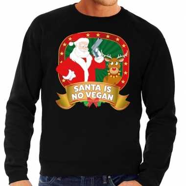 Foute kerstkersttrui zwart santa is no vegan voor heren