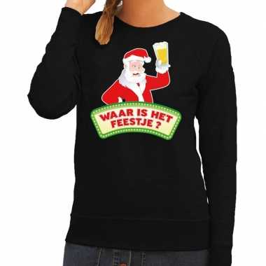 Foute kerstkersttrui zwart waar is het feestje voor dames