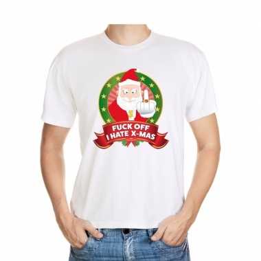 Foute shirt wit fuck off i hate x mas voor mannen