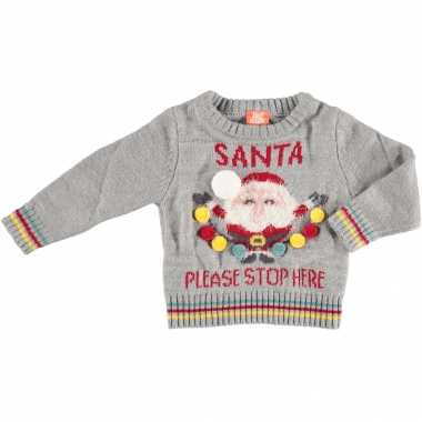 Kerst sweaters met kerstman santa please stop here voor baby