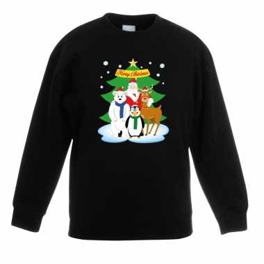 Kerstkersttrui kerst vriendjes zwart kinderen