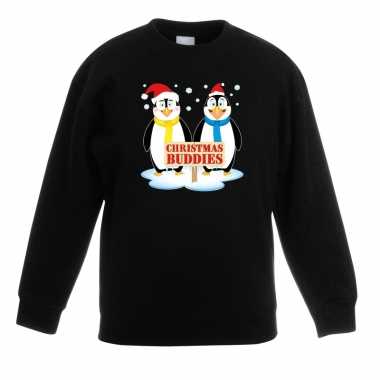 Kerstkersttrui met pinguin vriendjes zwart kinderen