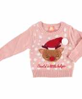 Kerst sweaters met rendier santa little helper voor baby