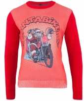 Popart kerstkersttrui biker santa