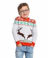 Witte kinderkersttrui voor kerst met rendieren